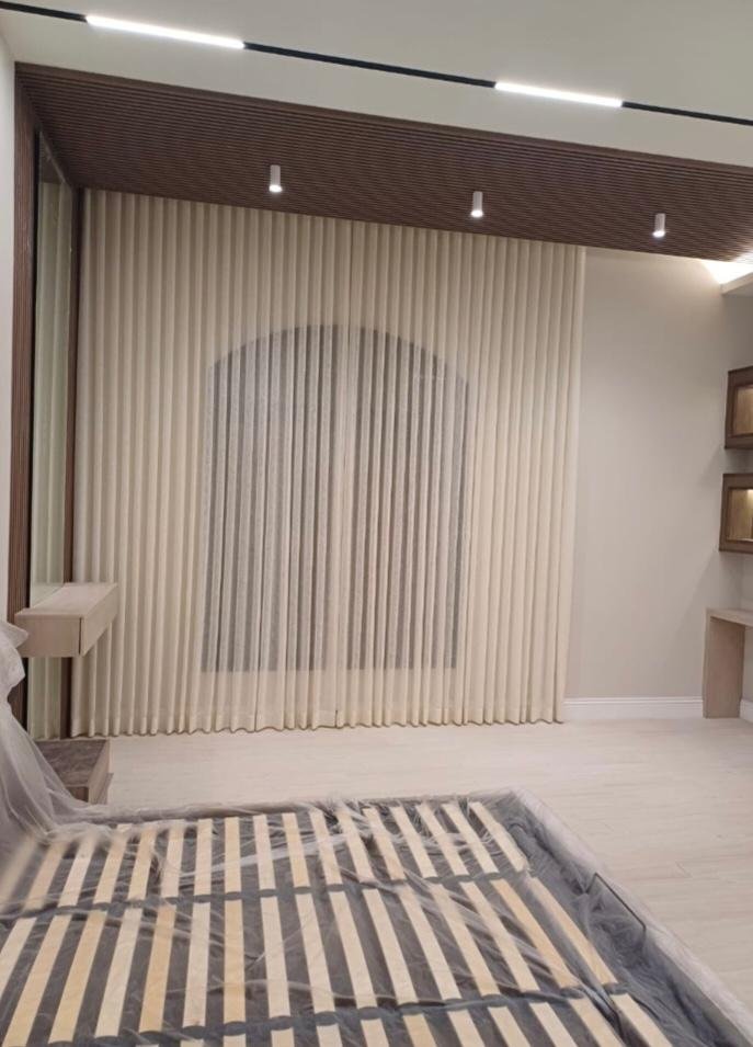 Cream Chiffon Bedroom Wave Drapes