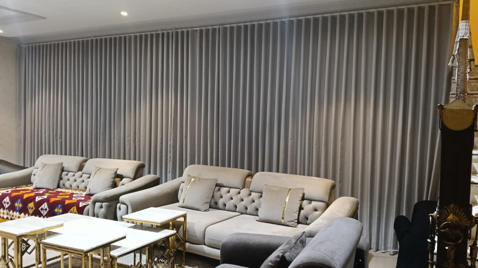 Grey Wall-to-Wall Majlis Drapery